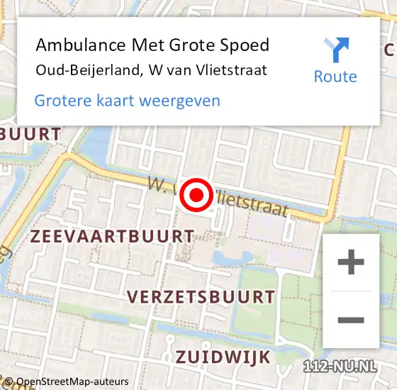 Locatie op kaart van de 112 melding: Ambulance Met Grote Spoed Naar Oud-Beijerland, W van Vlietstraat op 15 april 2019 19:54