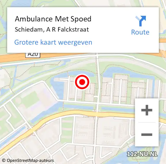 Locatie op kaart van de 112 melding: Ambulance Met Spoed Naar Schiedam, A R Falckstraat op 15 april 2019 21:23
