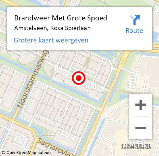 Locatie op kaart van de 112 melding: Brandweer Met Grote Spoed Naar Amstelveen, Rosa Spierlaan op 15 april 2019 21:32
