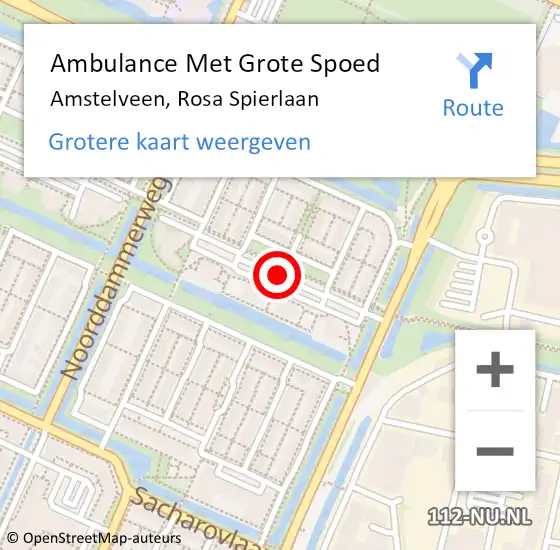 Locatie op kaart van de 112 melding: Ambulance Met Grote Spoed Naar Amstelveen, Rosa Spierlaan op 15 april 2019 21:33