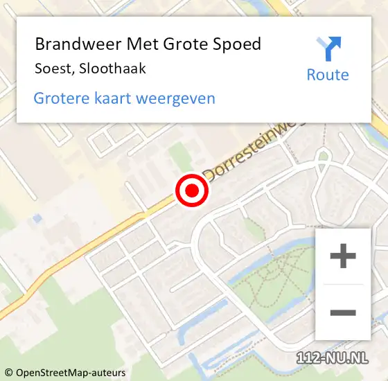 Locatie op kaart van de 112 melding: Brandweer Met Grote Spoed Naar Soest, Sloothaak op 16 april 2019 04:31