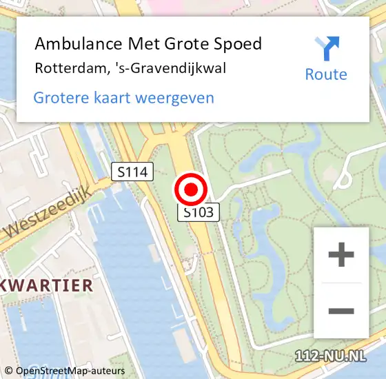 Locatie op kaart van de 112 melding: Ambulance Met Grote Spoed Naar Rotterdam, 's-Gravendijkwal op 16 april 2019 05:50