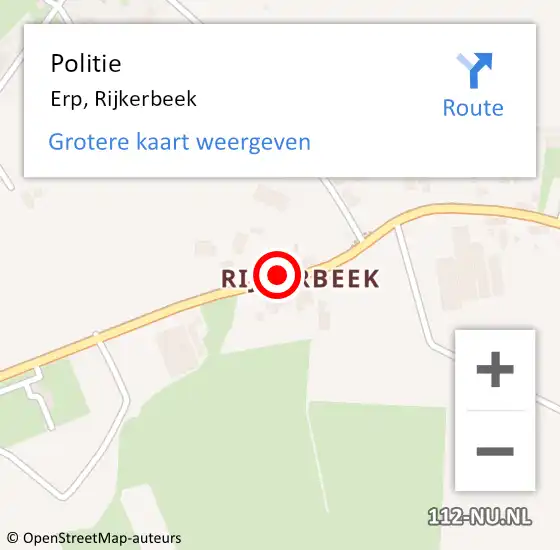 Locatie op kaart van de 112 melding: Politie Erp, Rijkerbeek op 16 april 2019 06:20