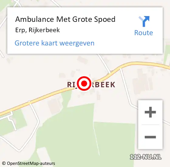 Locatie op kaart van de 112 melding: Ambulance Met Grote Spoed Naar Erp, Rijkerbeek op 16 april 2019 06:20