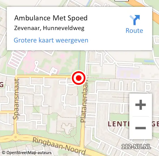 Locatie op kaart van de 112 melding: Ambulance Met Spoed Naar Zevenaar, Hunneveldweg op 16 april 2019 09:25