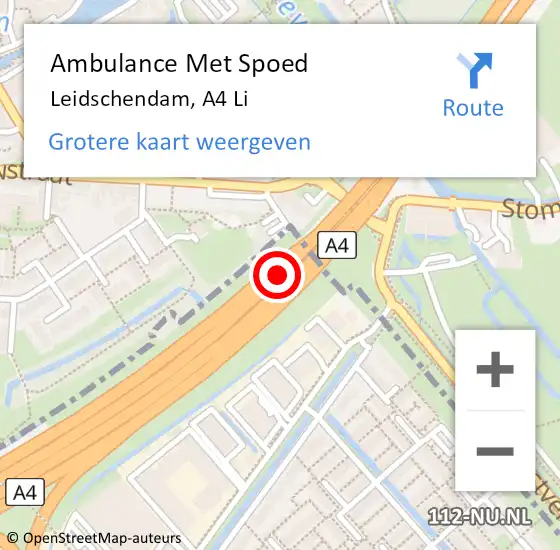 Locatie op kaart van de 112 melding: Ambulance Met Spoed Naar Leidschendam, A4 Li op 16 april 2019 09:49