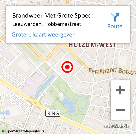 Locatie op kaart van de 112 melding: Brandweer Met Grote Spoed Naar Leeuwarden, Hobbemastraat op 16 april 2019 12:12
