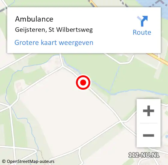 Locatie op kaart van de 112 melding: Ambulance Geijsteren, St Wilbertsweg op 16 april 2019 12:23