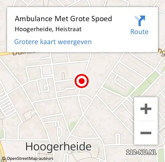 Locatie op kaart van de 112 melding: Ambulance Met Grote Spoed Naar Hoogerheide, Heistraat op 16 april 2019 13:53