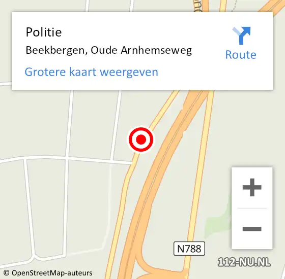 Locatie op kaart van de 112 melding: Politie Beekbergen, Oude Arnhemseweg op 16 april 2019 14:02