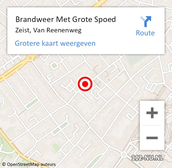 Locatie op kaart van de 112 melding: Brandweer Met Grote Spoed Naar Zeist, Van Reenenweg op 16 april 2019 14:42