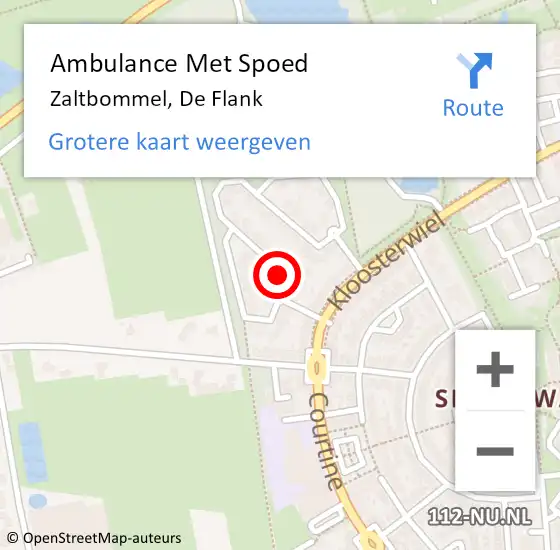 Locatie op kaart van de 112 melding: Ambulance Met Spoed Naar Zaltbommel, De Flank op 16 april 2019 16:50