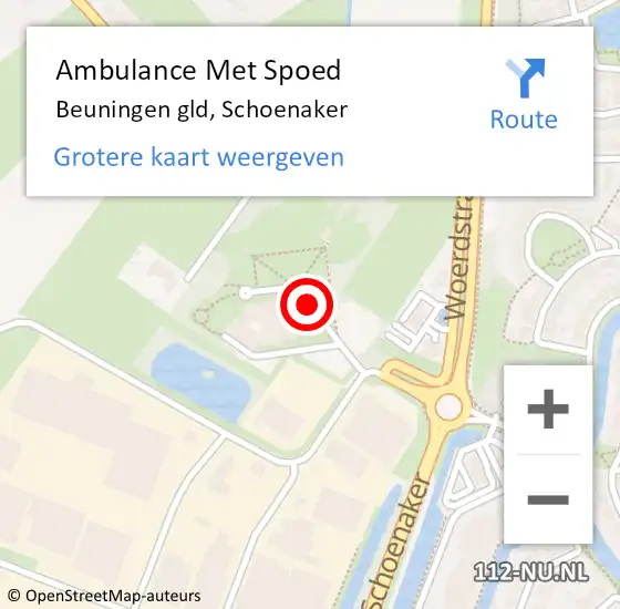 Locatie op kaart van de 112 melding: Ambulance Met Spoed Naar Beuningen gld, Schoenaker op 16 april 2019 17:21