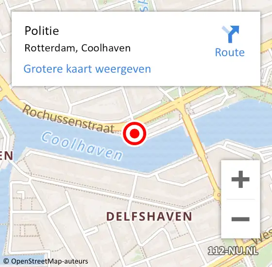 Locatie op kaart van de 112 melding: Politie Rotterdam, Coolhaven op 16 april 2019 17:56