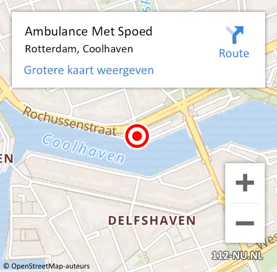 Locatie op kaart van de 112 melding: Ambulance Met Spoed Naar Rotterdam, Coolhaven op 16 april 2019 17:56