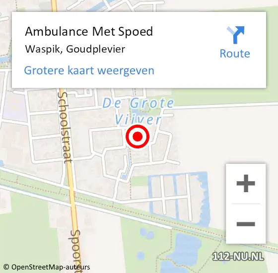 Locatie op kaart van de 112 melding: Ambulance Met Spoed Naar Waspik, Goudplevier op 16 april 2019 19:34