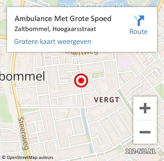 Locatie op kaart van de 112 melding: Ambulance Met Grote Spoed Naar Zaltbommel, Hoogaarsstraat op 17 april 2019 05:38