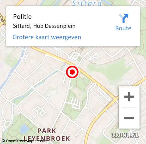 Locatie op kaart van de 112 melding: Politie Sittard, Hub Dassenplein op 17 april 2019 10:17