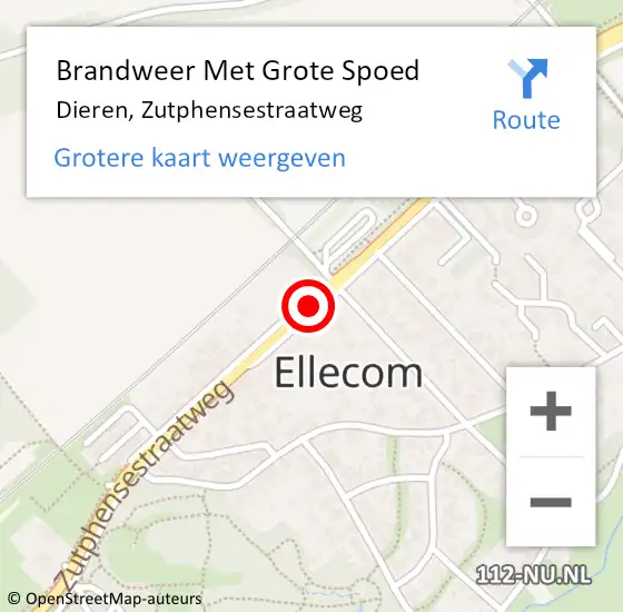 Locatie op kaart van de 112 melding: Brandweer Met Grote Spoed Naar Ellecom, Zutphensestraatweg op 17 april 2019 16:55