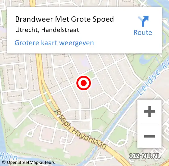 Locatie op kaart van de 112 melding: Brandweer Met Grote Spoed Naar Utrecht, Handelstraat op 17 april 2019 21:58