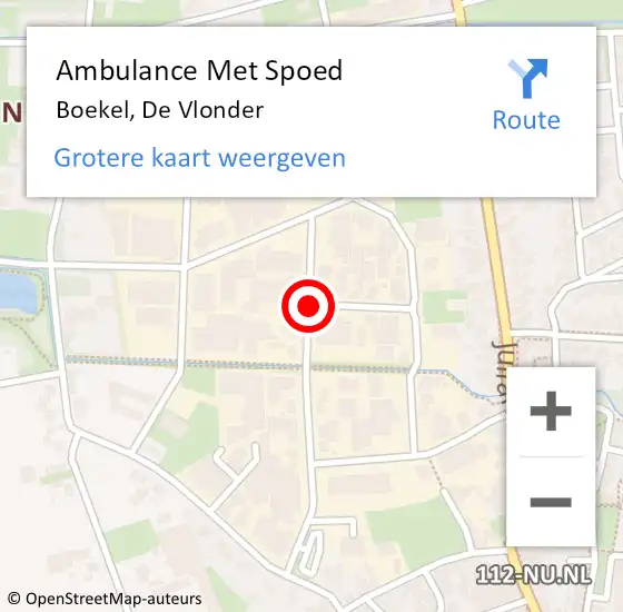 Locatie op kaart van de 112 melding: Ambulance Met Spoed Naar Boekel, De Vlonder op 17 april 2019 23:56
