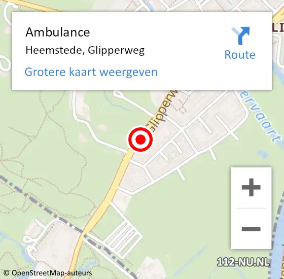Locatie op kaart van de 112 melding: Ambulance Heemstede, Glipperweg op 18 april 2019 00:26