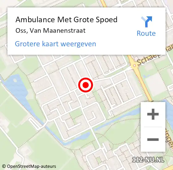 Locatie op kaart van de 112 melding: Ambulance Met Grote Spoed Naar Oss, Van Maanenstraat op 18 april 2019 09:55