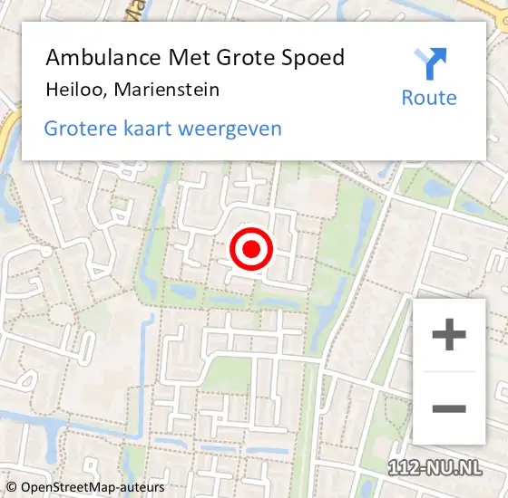 Locatie op kaart van de 112 melding: Ambulance Met Grote Spoed Naar Heiloo, Marienstein op 18 april 2019 10:08