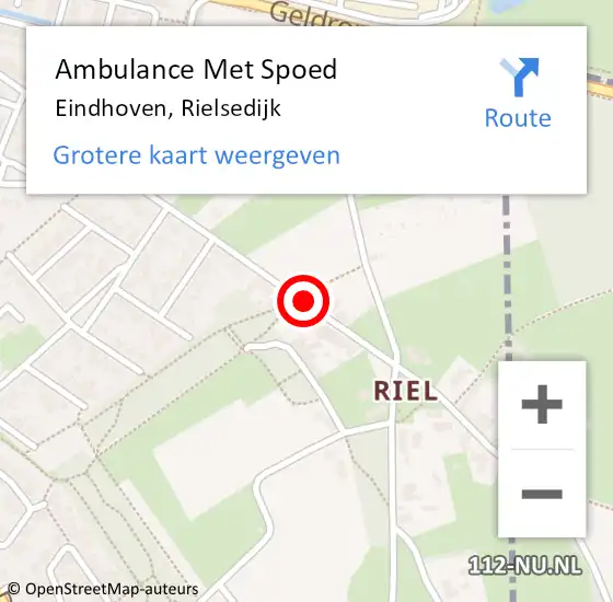 Locatie op kaart van de 112 melding: Ambulance Met Spoed Naar Eindhoven, Rielsedijk op 18 april 2019 10:49