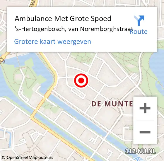 Locatie op kaart van de 112 melding: Ambulance Met Grote Spoed Naar 's-Hertogenbosch, van Noremborghstraat op 18 april 2019 11:29