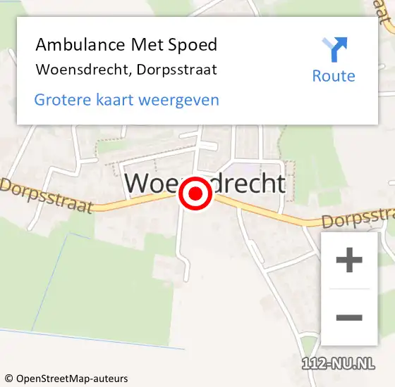 Locatie op kaart van de 112 melding: Ambulance Met Spoed Naar Woensdrecht, Dorpsstraat op 18 april 2019 12:10