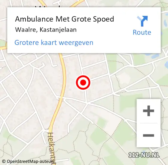 Locatie op kaart van de 112 melding: Ambulance Met Grote Spoed Naar Waalre, Kastanjelaan op 18 april 2019 12:16