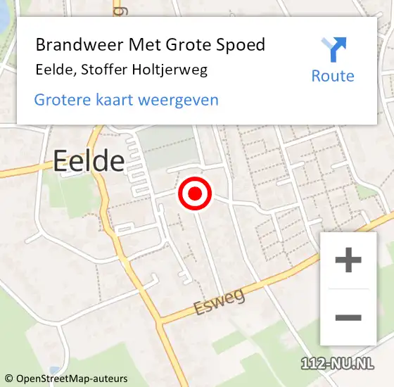 Locatie op kaart van de 112 melding: Brandweer Met Grote Spoed Naar Eelde, Stoffer Holtjerweg op 18 april 2019 12:21