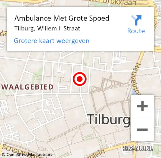 Locatie op kaart van de 112 melding: Ambulance Met Grote Spoed Naar Tilburg, Willem II Straat op 18 april 2019 12:47
