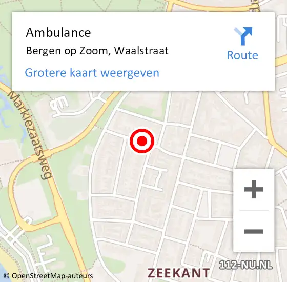 Locatie op kaart van de 112 melding: Ambulance Bergen op Zoom, Waalstraat op 18 april 2019 13:32