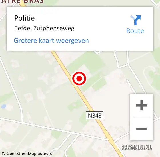 Locatie op kaart van de 112 melding: Politie Eefde, Zutphenseweg op 18 april 2019 14:54