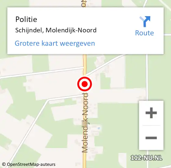 Locatie op kaart van de 112 melding: Politie Schijndel, Molendijk-Noord op 18 april 2019 16:14
