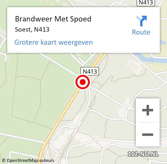 Locatie op kaart van de 112 melding: Brandweer Met Spoed Naar Soest, N413 op 18 april 2019 16:15