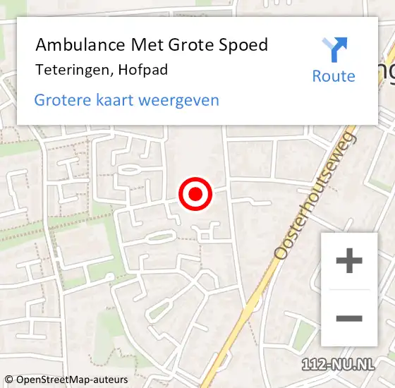 Locatie op kaart van de 112 melding: Ambulance Met Grote Spoed Naar Teteringen, Hofpad op 18 april 2019 17:33