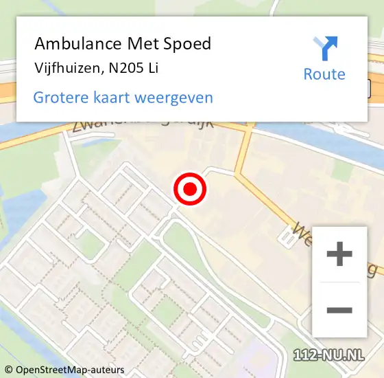 Locatie op kaart van de 112 melding: Ambulance Met Spoed Naar Vijfhuizen, A9 Li op 18 april 2019 17:46