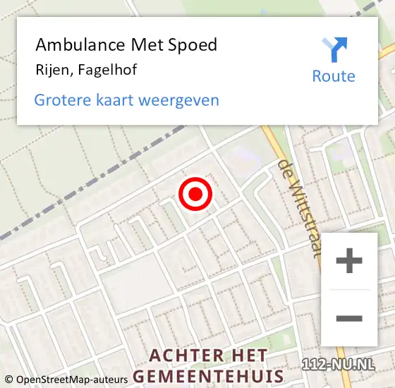 Locatie op kaart van de 112 melding: Ambulance Met Spoed Naar Rijen, Fagelhof op 18 april 2019 19:40