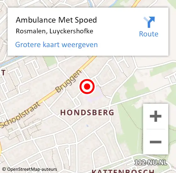 Locatie op kaart van de 112 melding: Ambulance Met Spoed Naar Rosmalen, Luyckershofke op 18 april 2019 19:47