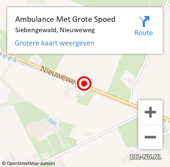 Locatie op kaart van de 112 melding: Ambulance Met Grote Spoed Naar Siebengewald, Nieuweweg op 18 april 2019 20:16