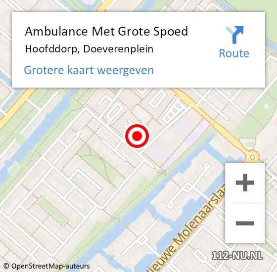 Locatie op kaart van de 112 melding: Ambulance Met Grote Spoed Naar Hoofddorp, Doeverenplein op 18 april 2019 21:44
