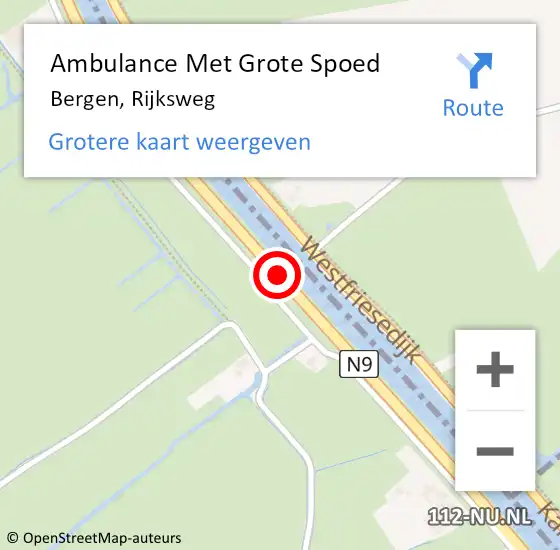 Locatie op kaart van de 112 melding: Ambulance Met Grote Spoed Naar Bergen, Rijksweg op 18 april 2019 22:52