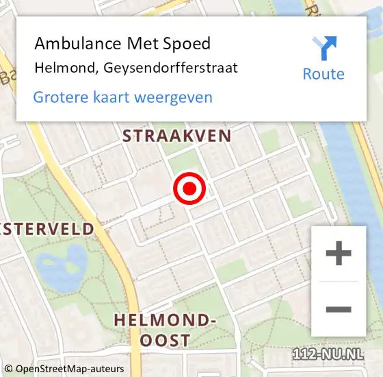 Locatie op kaart van de 112 melding: Ambulance Met Spoed Naar Helmond, Geysendorfferstraat op 18 april 2019 23:31