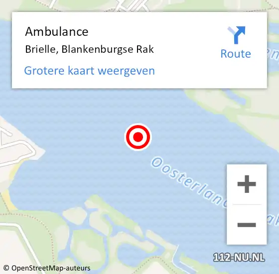 Locatie op kaart van de 112 melding: Ambulance Brielle, Blankenburgse Rak op 19 april 2019 01:41
