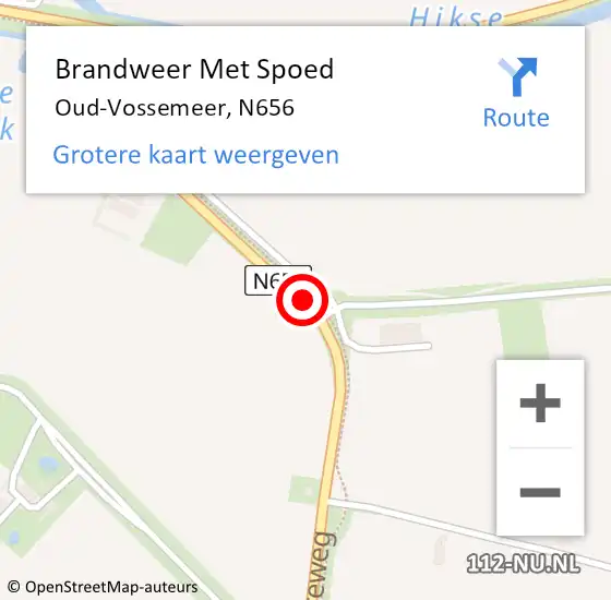 Locatie op kaart van de 112 melding: Brandweer Met Spoed Naar Oud-Vossemeer, N656 op 19 april 2019 05:21