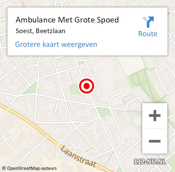 Locatie op kaart van de 112 melding: Ambulance Met Grote Spoed Naar Soest, Beetzlaan op 19 april 2019 07:53