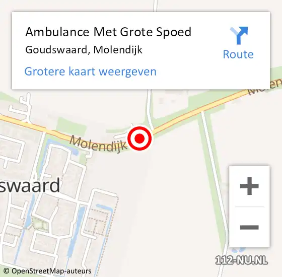 Locatie op kaart van de 112 melding: Ambulance Met Grote Spoed Naar Goudswaard, Molendijk op 19 april 2019 09:00
